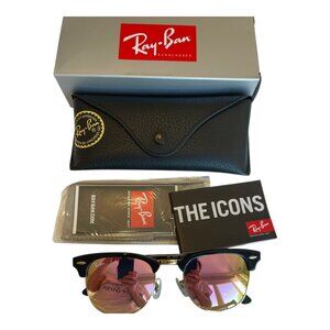 Authentic Ray Ban Club Master Tortoise Matte Frame/Pink Mirror Lens NIB